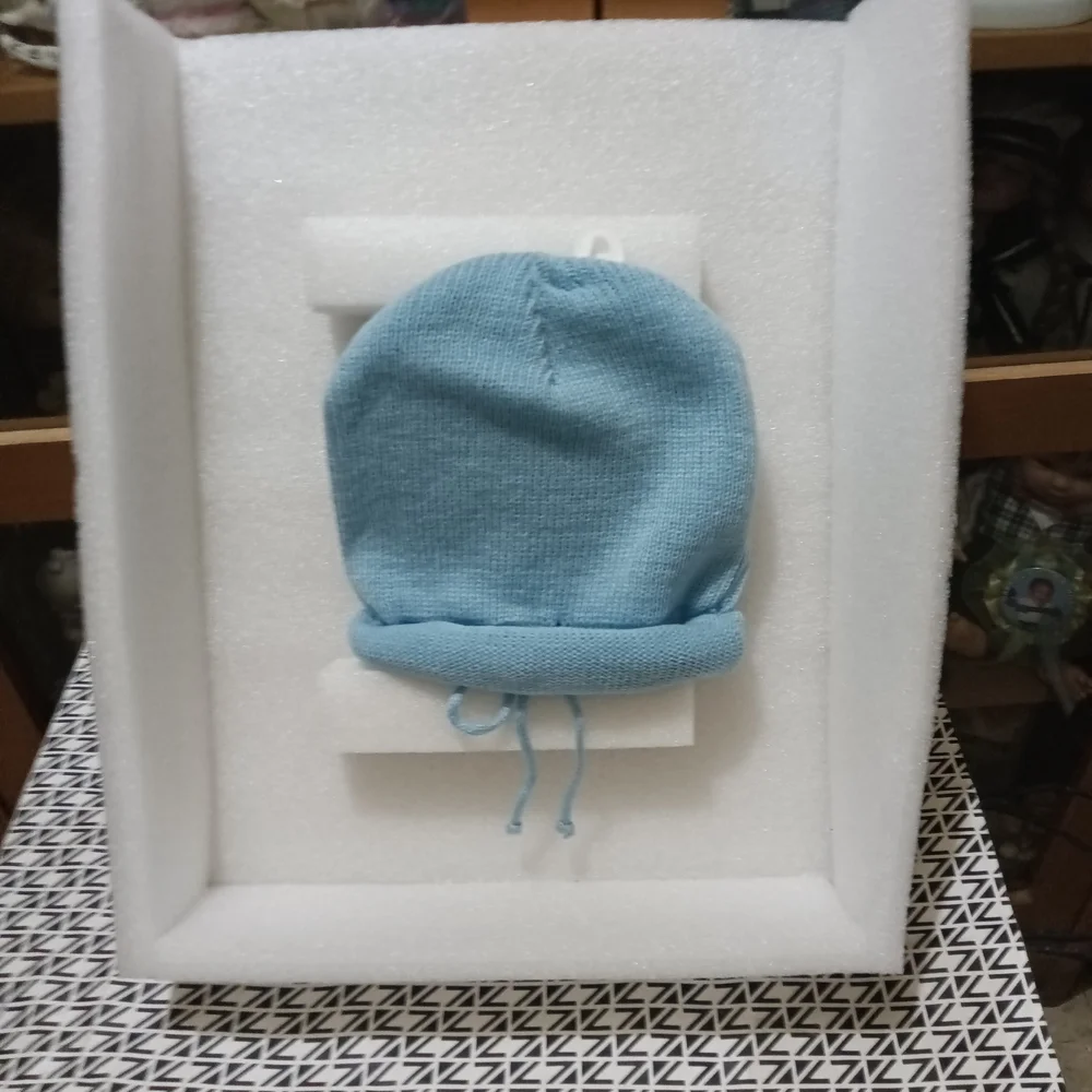 Purple and Blue Baby Hat and Mittens Set